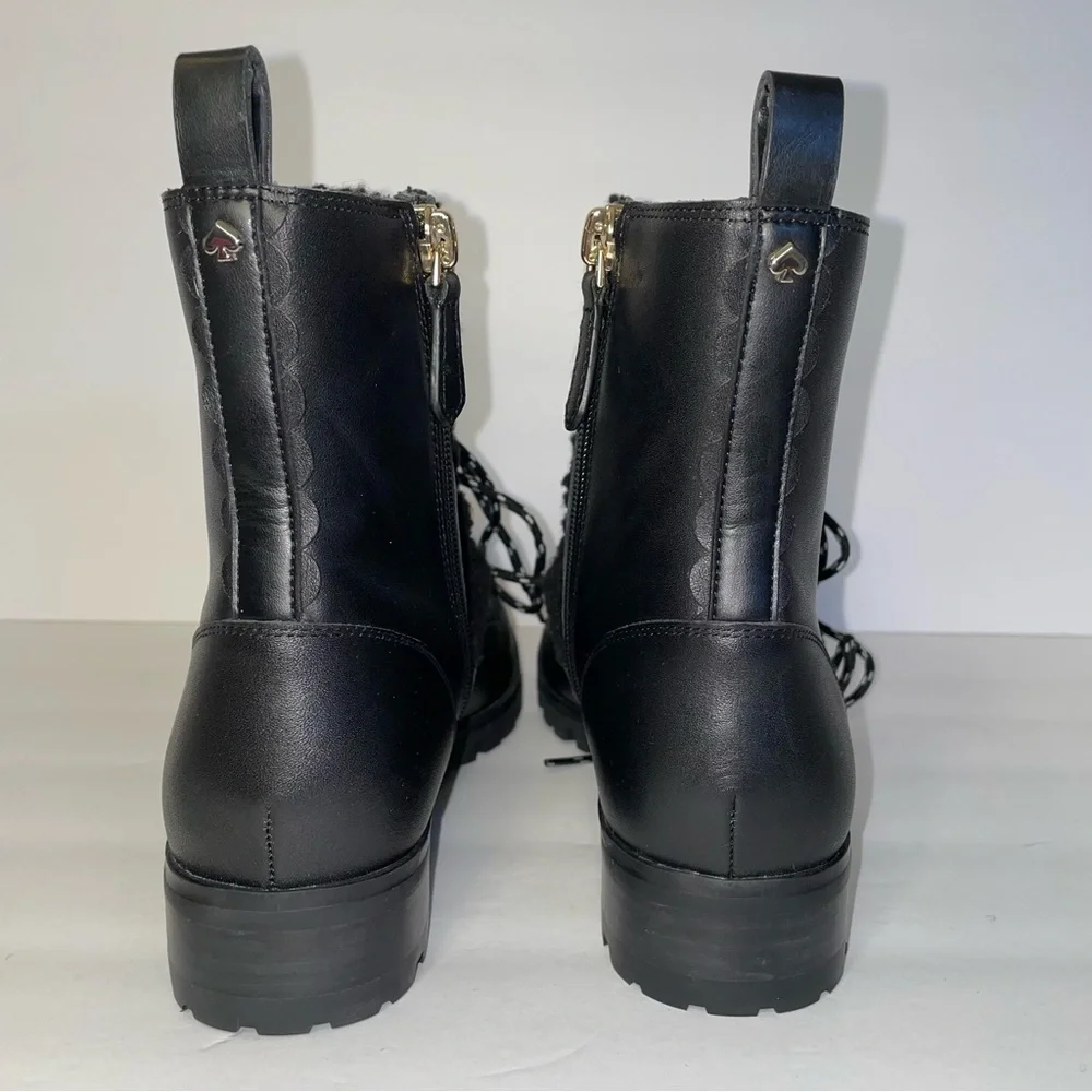 NWOB Kate Spade Combat Boots Sherpa Trim - Picture 4 of 10